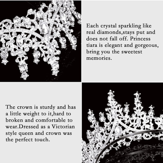 The Princess Crown: sparkling crystal tiara with sturdy, comfortable design. Victorian style. Available in S, M, L sizes.