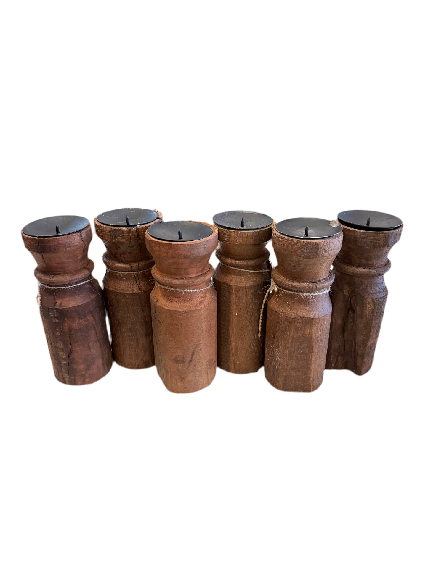 Reclaimed Wood Carved Candle Holder