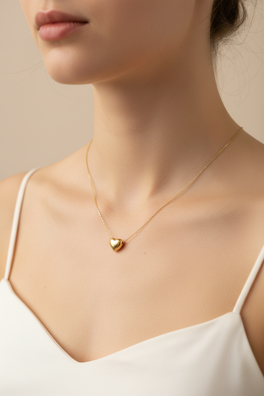 Gold Dipped Heart Dainty Necklace with a gold heart pendant. Available in 16", 18", and 20" lengths.