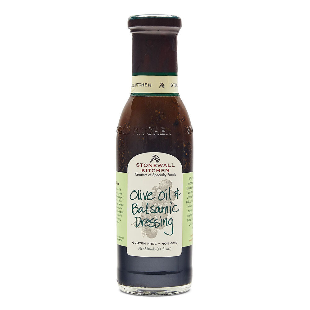 Olive Oil & Balsamic Dressing, 11oz, green label, gluten free, non-GMO. Only available in 11oz size.