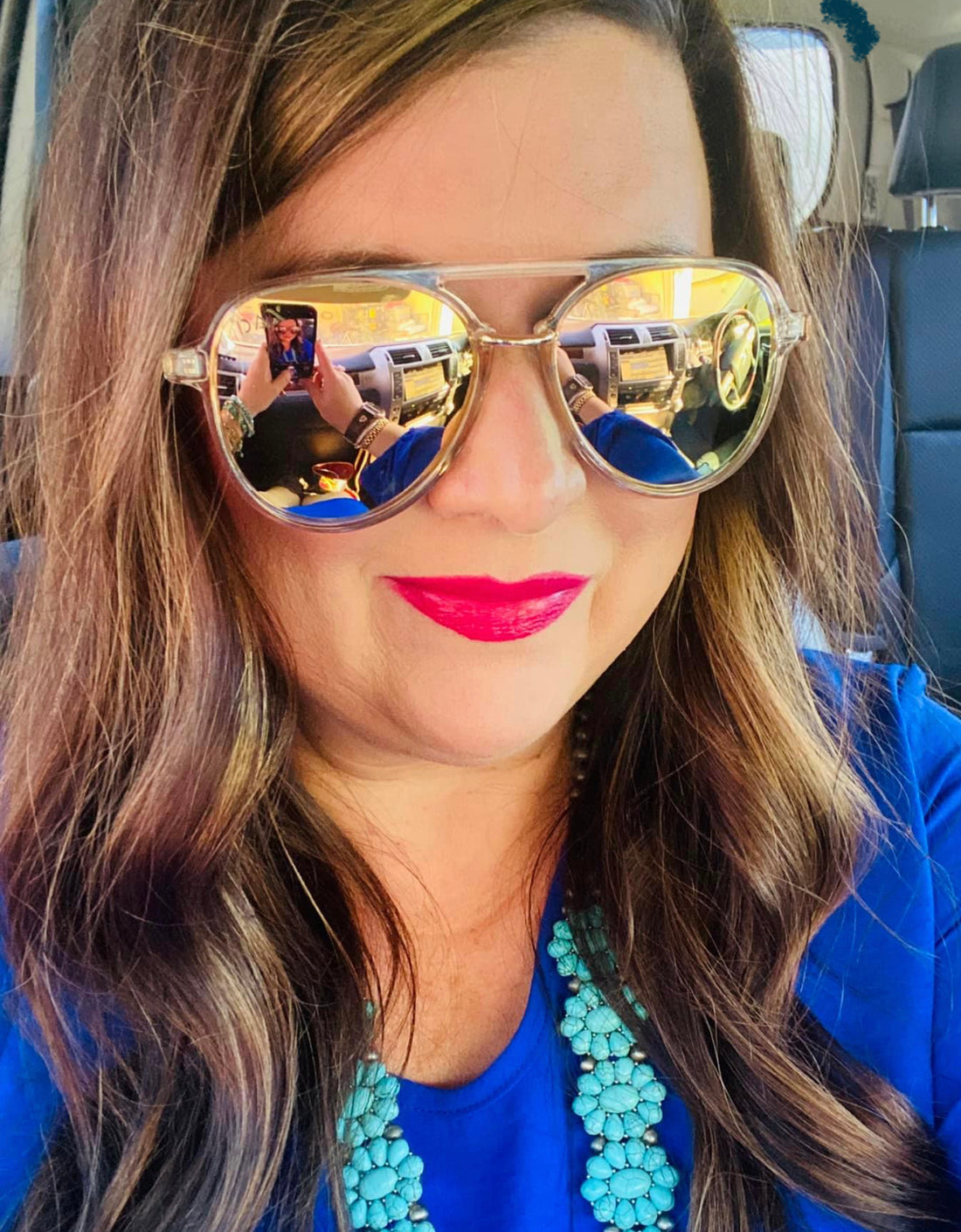 Large reflective Dax Earhart Gold Sunglasses; available in S, M, L.