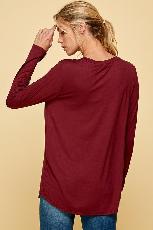 V Neck Long Sleeve Top