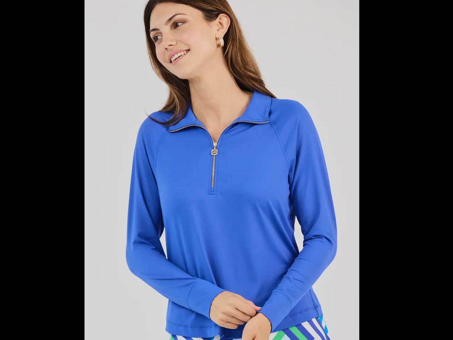 Bright blue Saratoga Half-Zip shown. Available in sizes XS-XL.