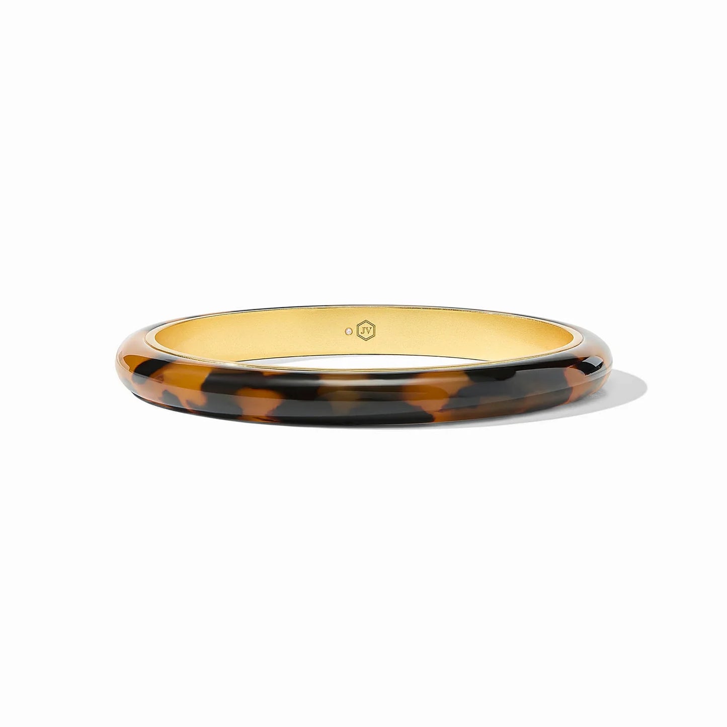 Madison Statement Bangle Tortoiseshell by Julie Vos: round, glossy tortoiseshell, 24K gold-plated interior. Sizes: S, M, L.