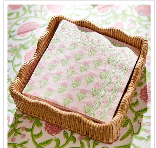 Scalloped Edge Cocktail Napkin Holder, fits standard cocktail napkins. Available in small and large sizes.