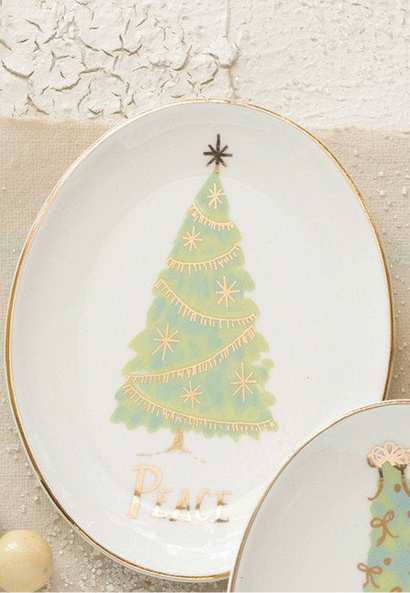 Oval Stoneware Dish Christmas Tree | 4 Styles