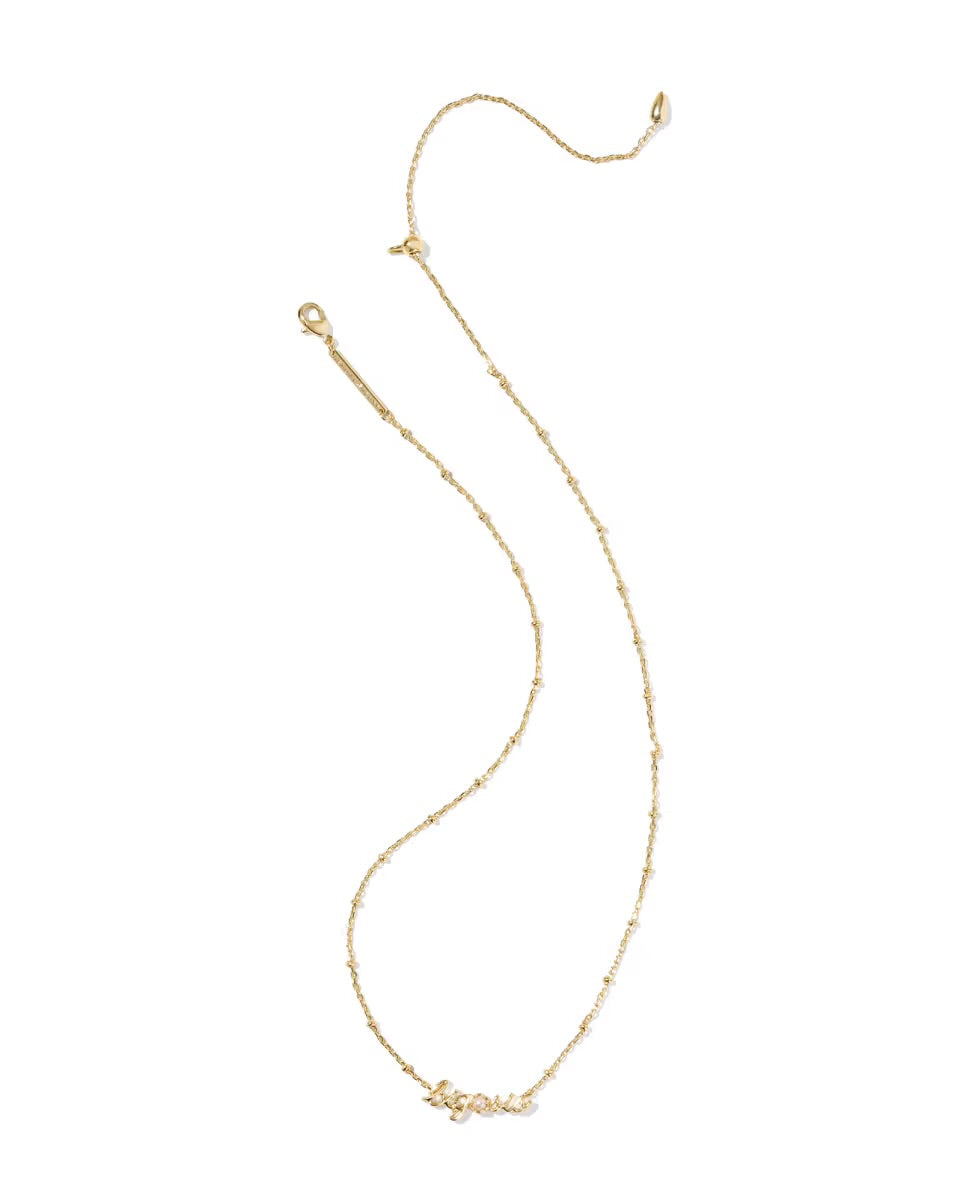 The Big Sis Necklace by Kendra Scott features a delicate gold chain with small textured beads, a lobster clasp, and a petite charm. Available in 16" and 18" lengths.