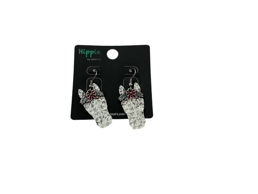 Silver Christmas Animal Earrings, silver-tone festive design. Available in small and medium sizes.