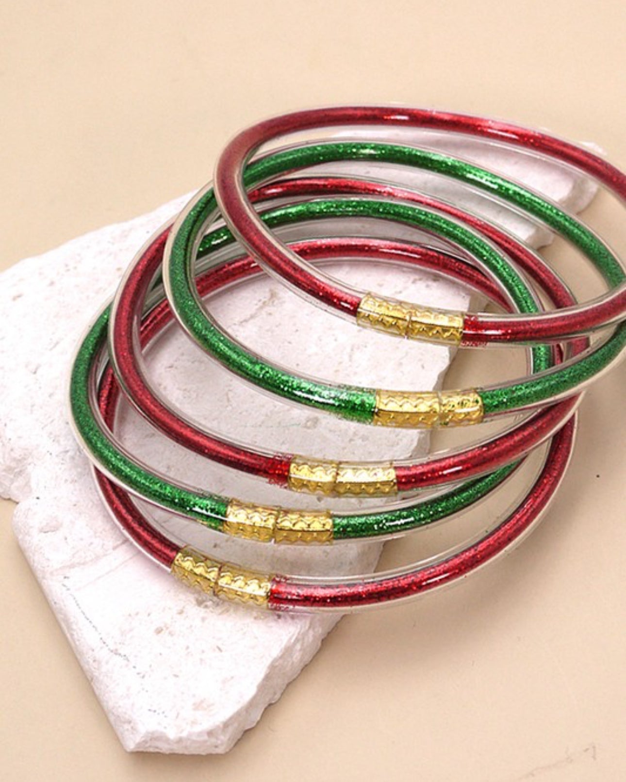 Jelly Glitter Foil Bangle Set