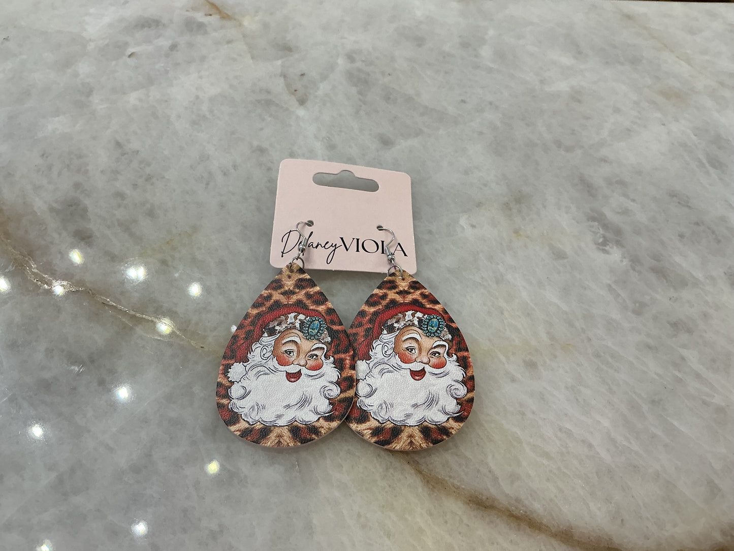 Cheetah Santa Head Earrings