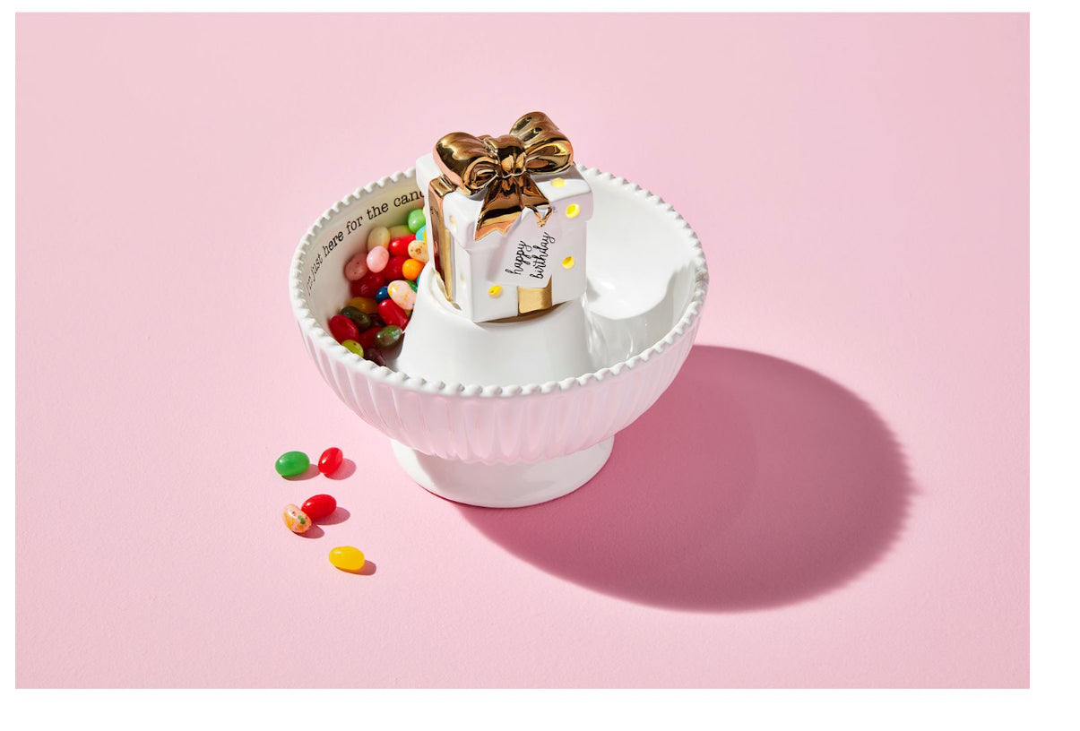 White Pedestal Candy Dish (3 1/2" x 6 3/4") filled with colorful jelly beans.