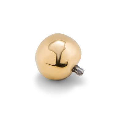 Gold Zen Sphere Charm: rounded, irregular gold-colored metal with a threaded screw; available in multiple sizes.