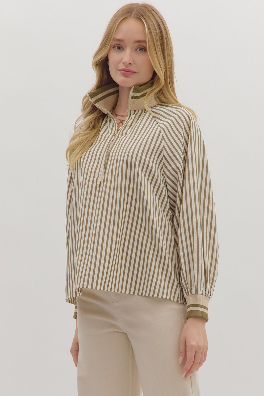 Striped Zippered Top