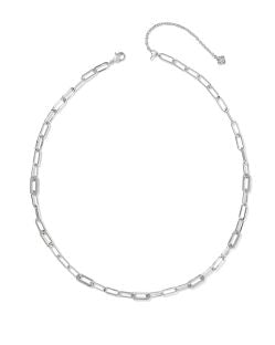 Bella Chain Necklace Rhod Metal White CZ