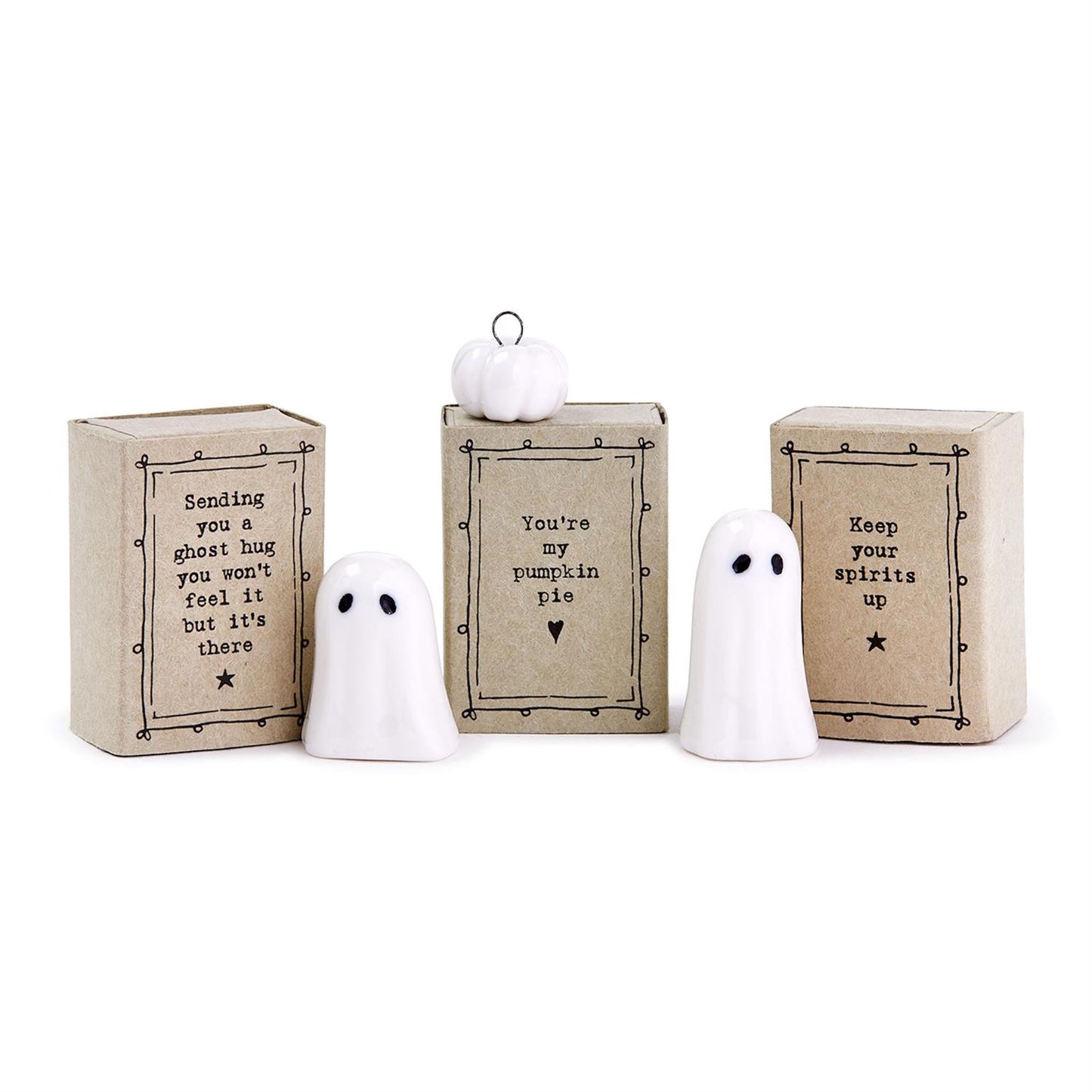Set of two small white ghost trinket figurines. Sizes available: mini, standard.