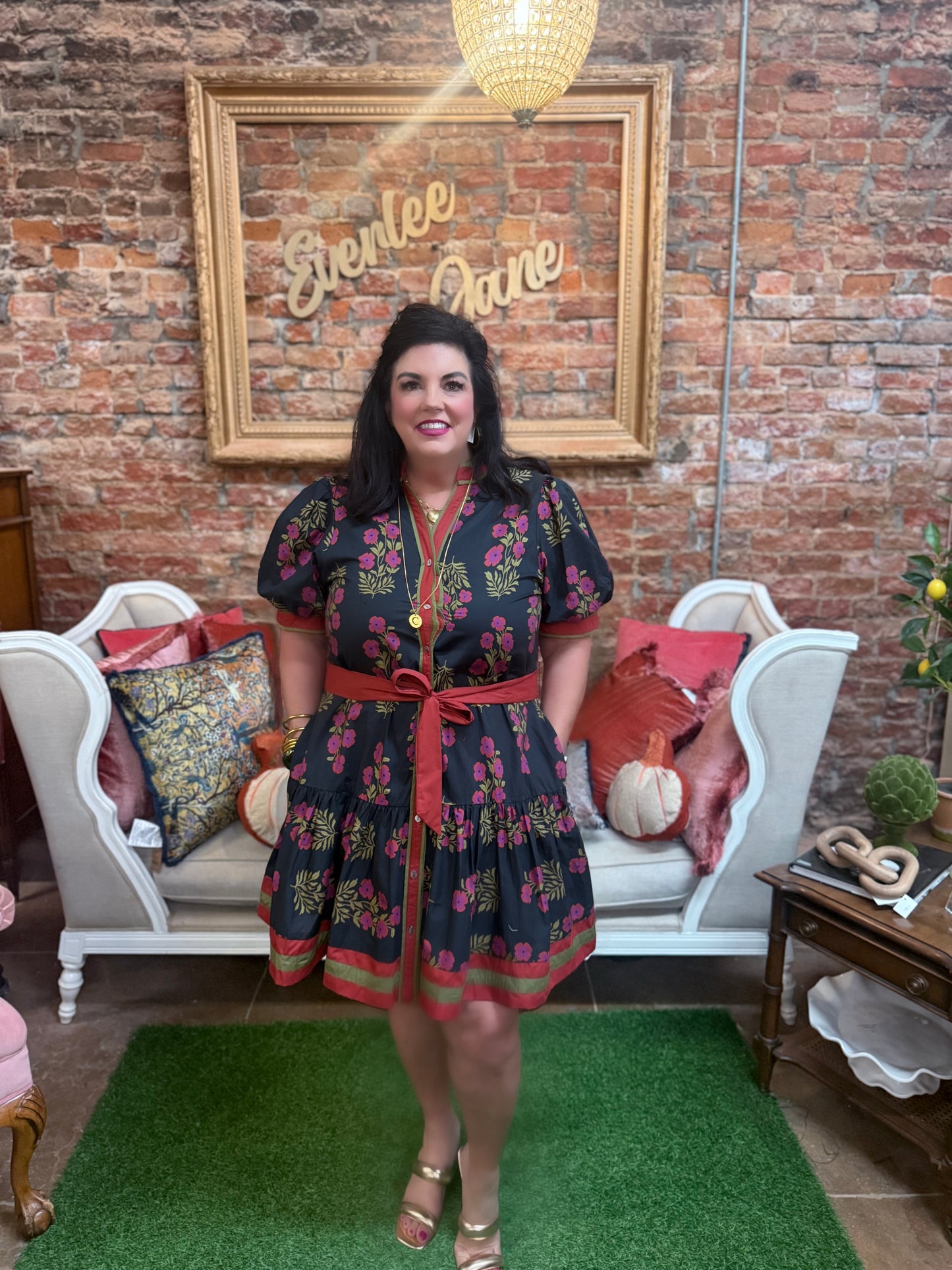 Angie Floral Puff Sleeve Ruffle Hem Dress