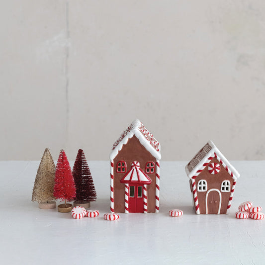 Hand Painted Ceramic Gingerbread House with LED Light