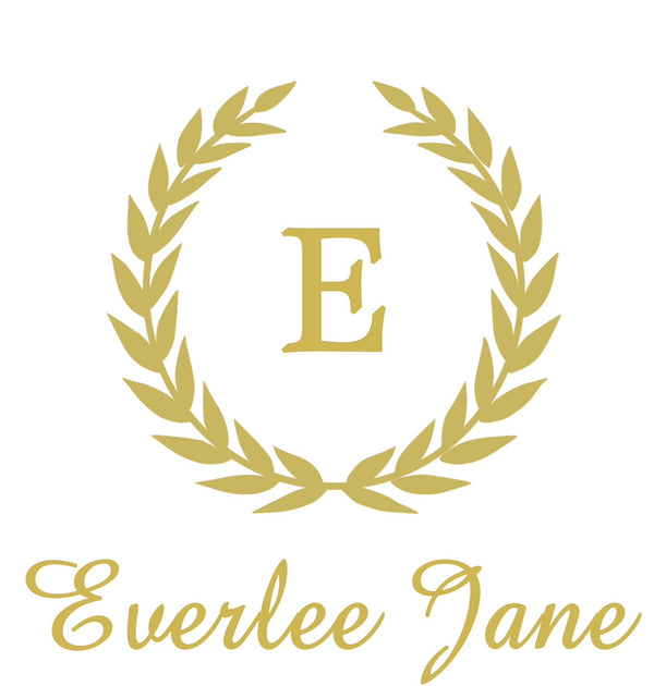 Gold laurel wreath with large "E" and "Everlee Jane" in script. Available sizes: S, M, L, XL.