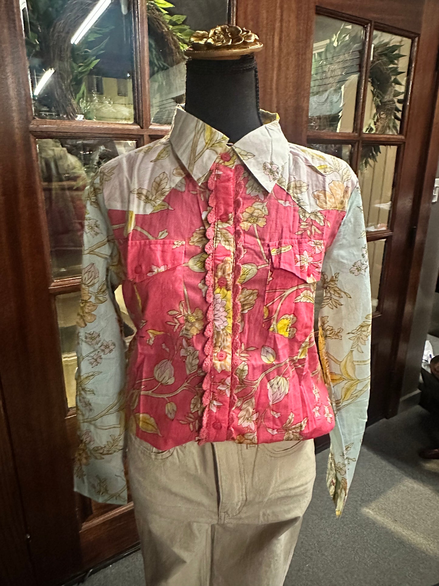 Vintage Floral Button-Down Top