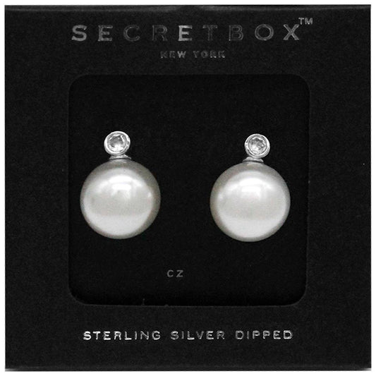 Secret Box 14K Gold Dipped Pearl Post Earring