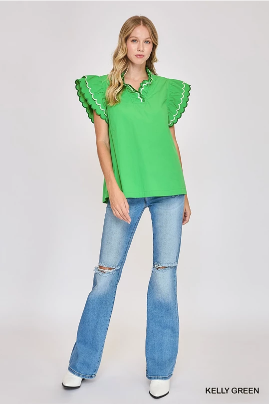 Scalloped Neckline Top