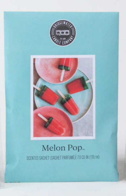 Bridgewater Candle Company Melon Pop Sachet, turquoise package, long-lasting fragrance, 7.0 cu in (115 ml).
