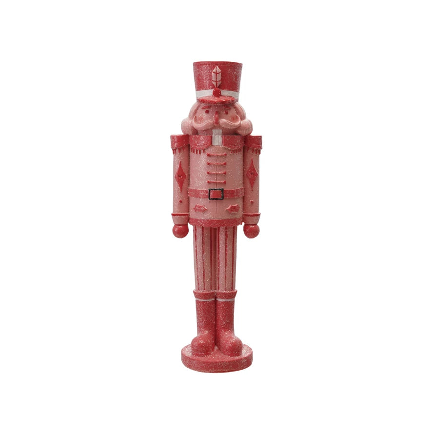 Pink & Red Sugared Resin Nutcracker
