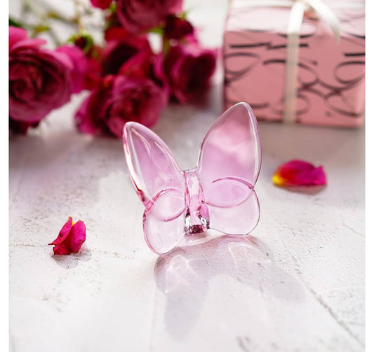 Pink Crystal Butterfly Figurine; available sizes: small, medium, large.