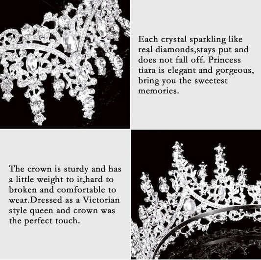 Close-up of Tiara Silver With Crystals, sturdy and elegant with sparkling accents. Available in small, medium, and large sizes.