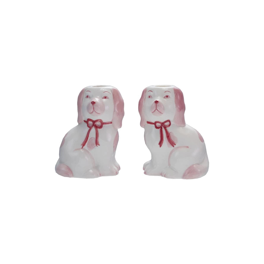 Stoneware Staffordshire Dog Taper Holders