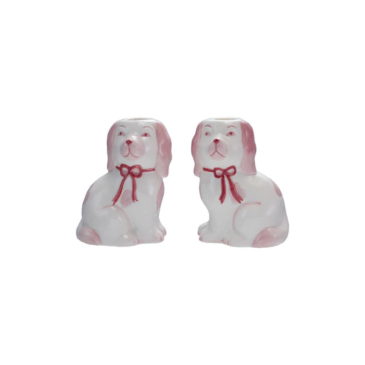 Stoneware Staffordshire Dog Taper Holders