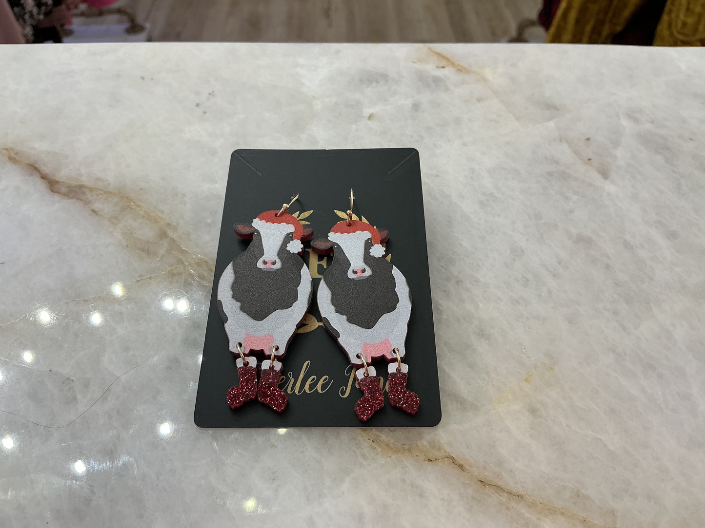 Cow Christmas Earrings
