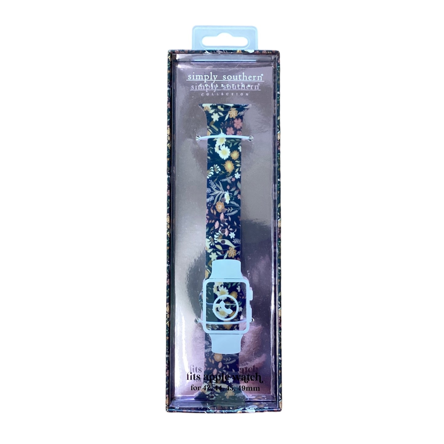 Simply Southern blue floral watch band for Apple Watch, fits 38-40mm sizes.