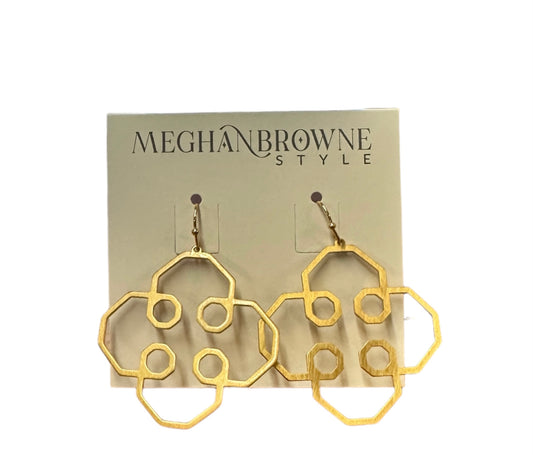 Geometric design earrings available in small, medium, and large sizes.