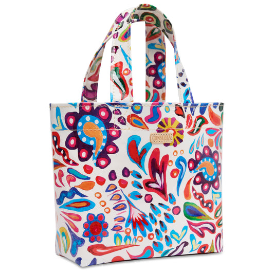 Grab 'n' Go Mini Bianca utility tote with sturdy handles, abstract floral and heart print. Available size: Mini.