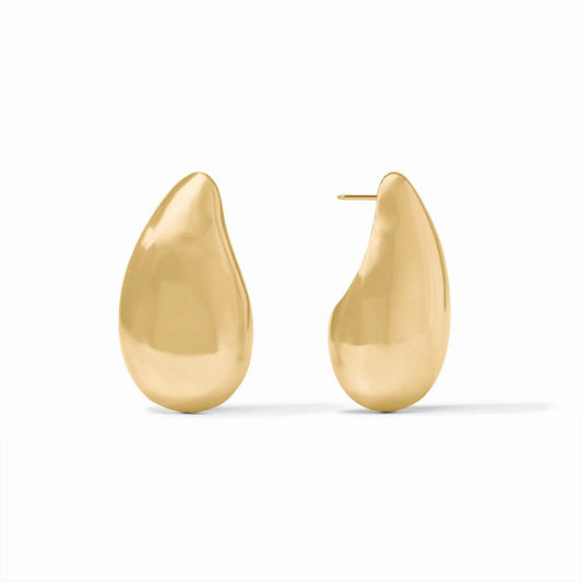 Wave Earrings by Julie Vos in 24K gold, abstract teardrop design, smooth and shiny; available in small and medium sizes.