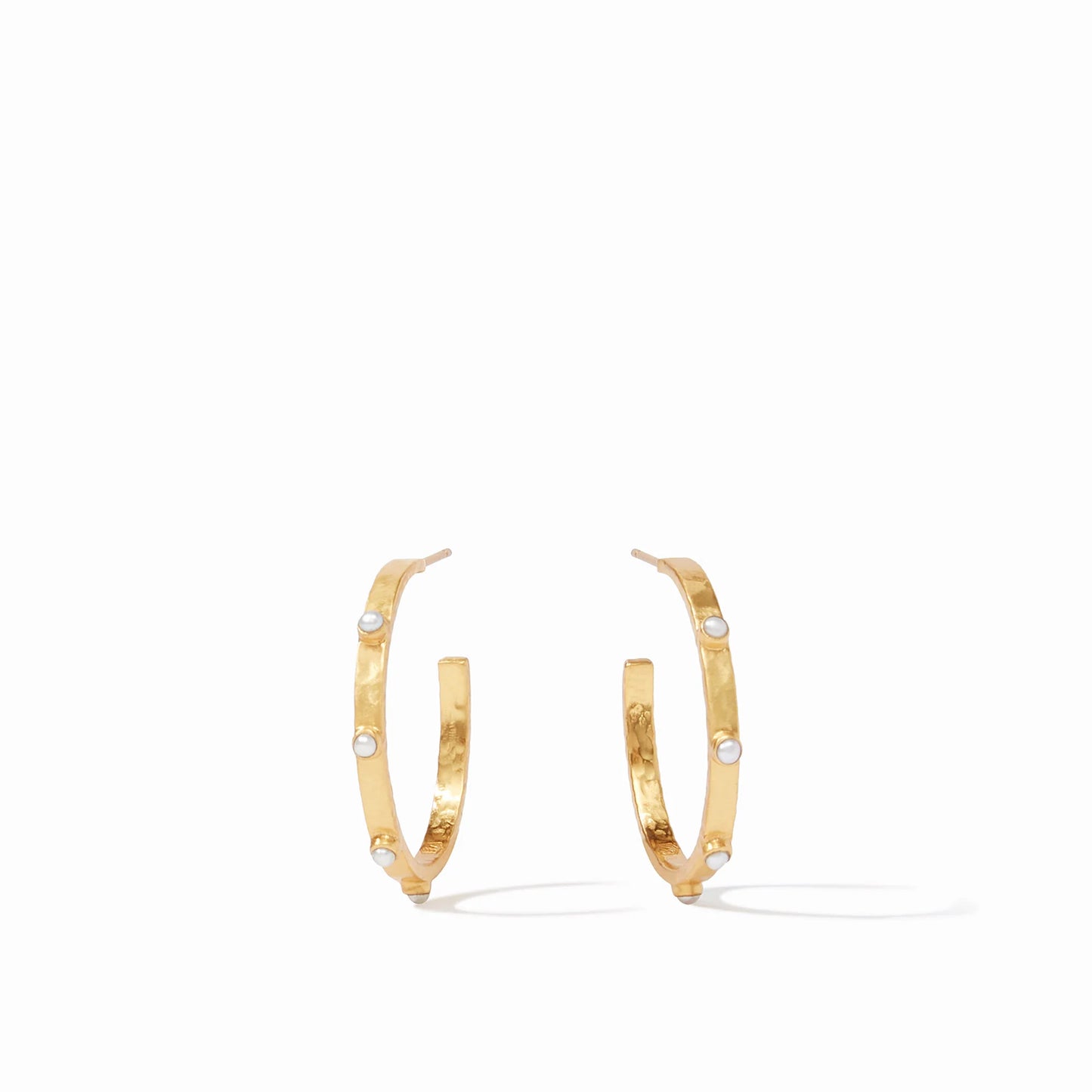 Crescent Stone Hoop-Pearl