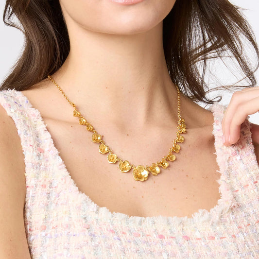 Bloom Demi Necklace: gold with adjustable chain, oval faceted gemstones. Available in sizes S, M, L.