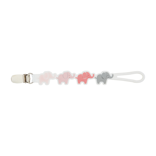 Pink elephant silicone paci strap