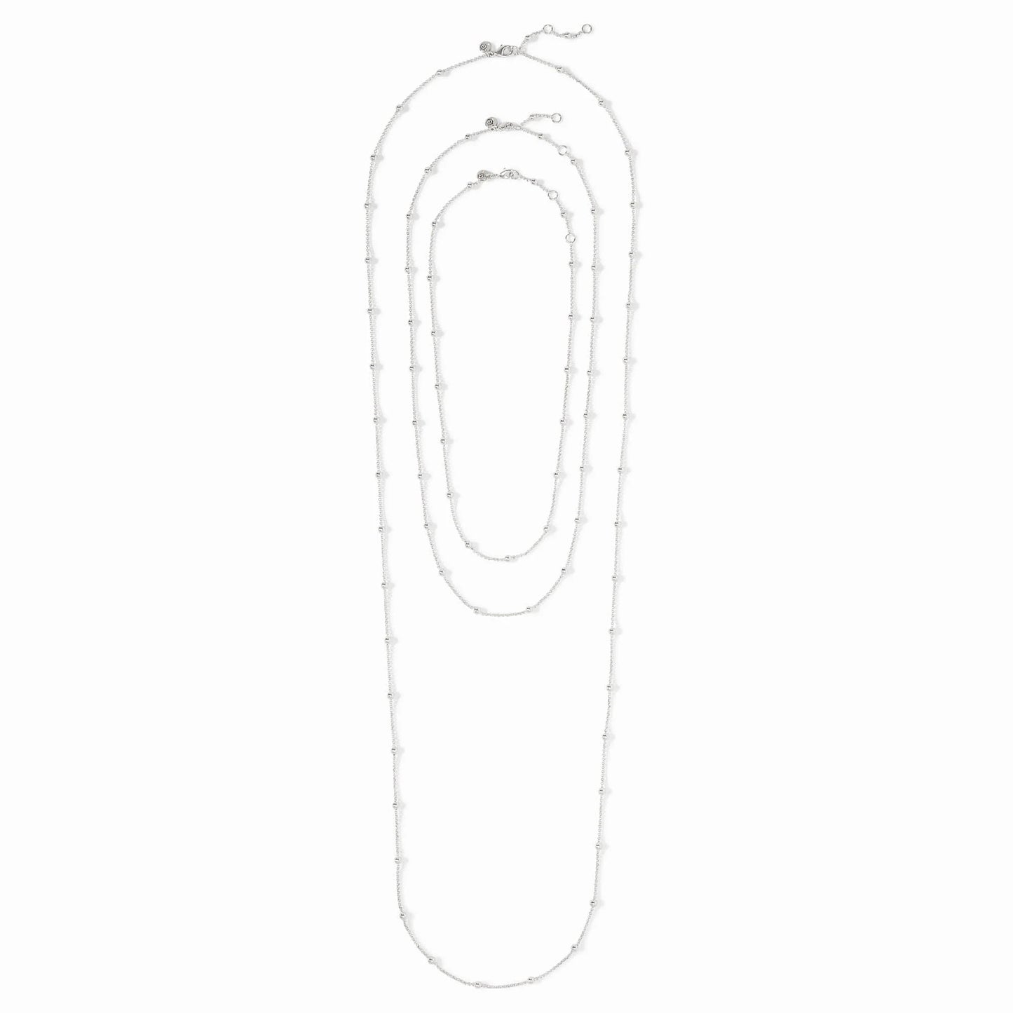 Solara Delicate Station Necklace 43.5 Silver: silver chain with evenly spaced small beads; available in 43.5 cm length.