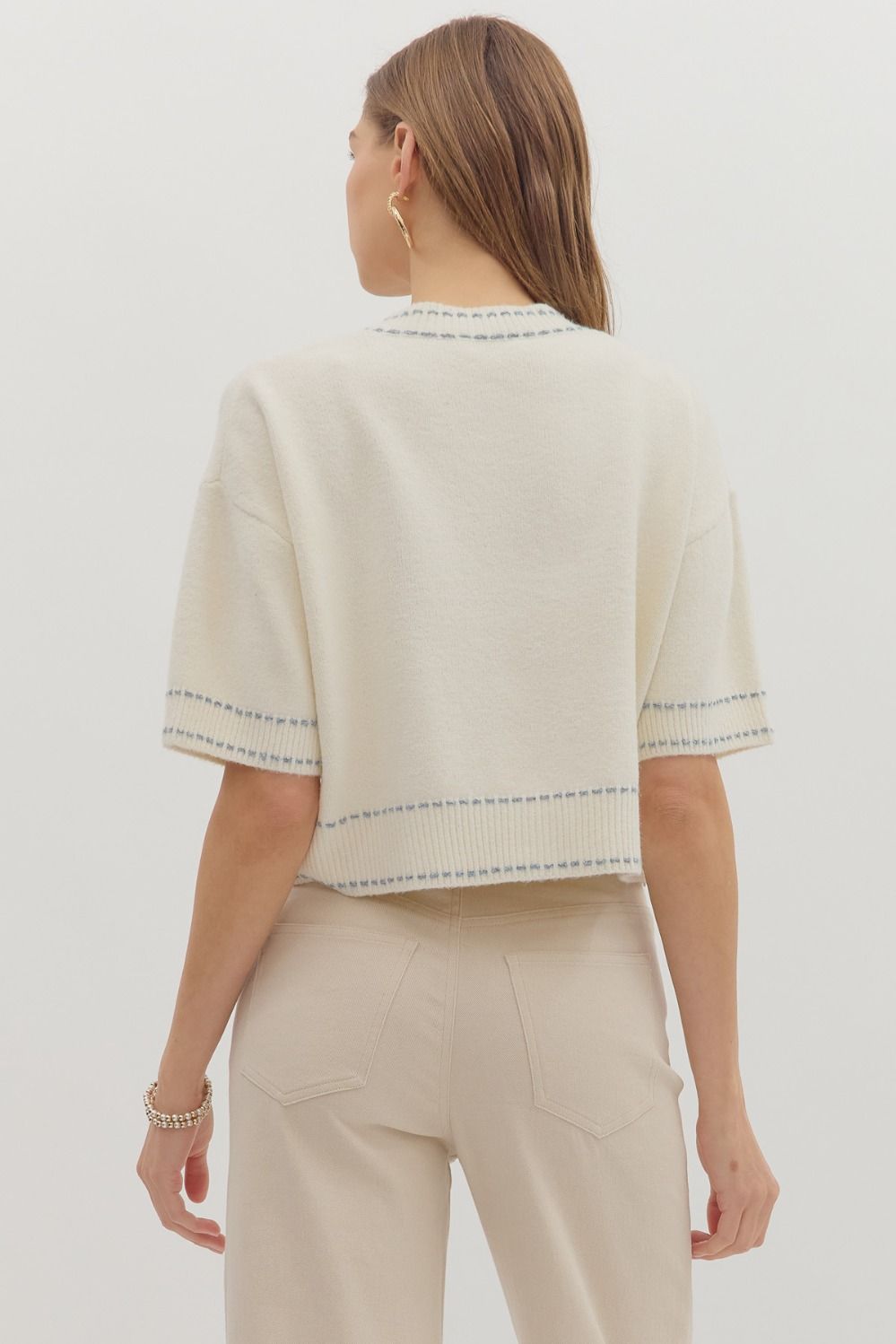 Milly Sky Blue Trim Cardigan