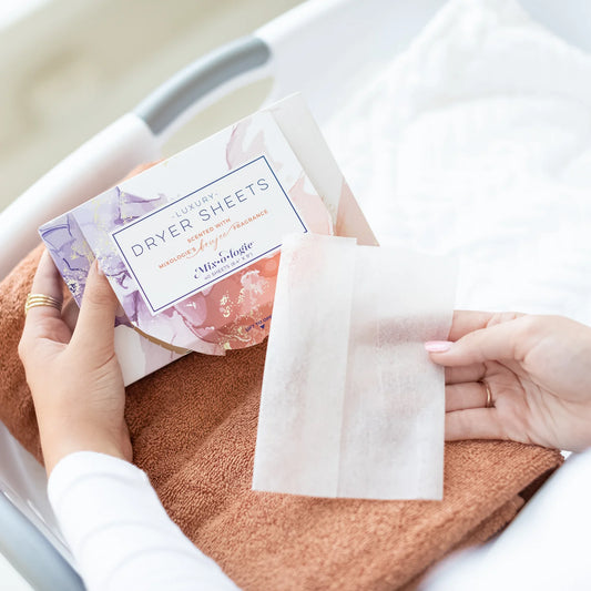 Luxury Dryer Sheets | Mix O Logie, fresh scent, available in 40 and 80-count boxes, reduce static cling.