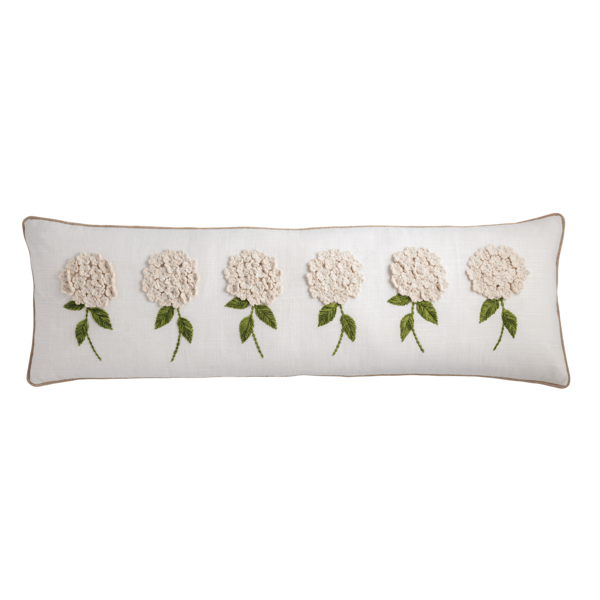 White Floral Embroidered Pillow