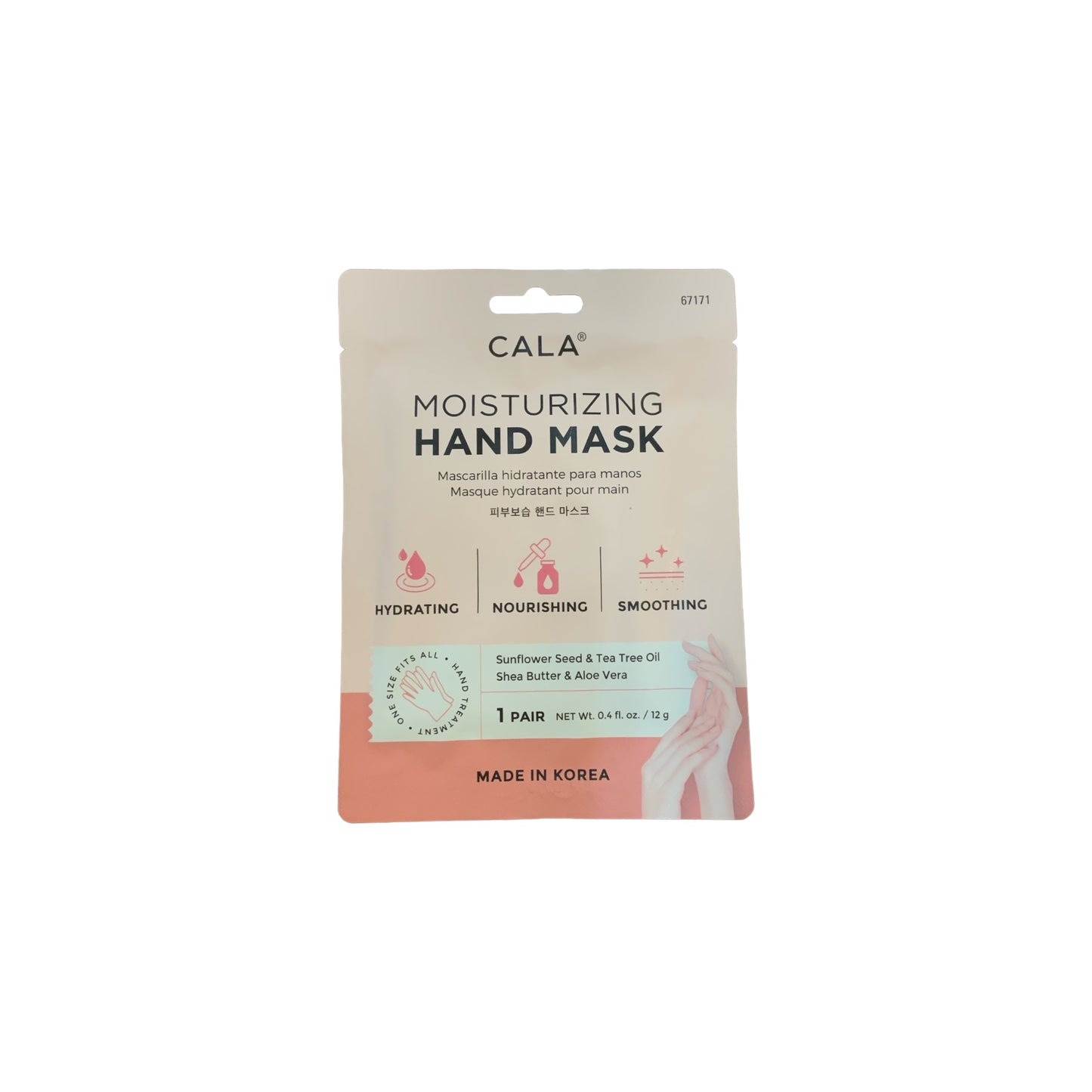 Moisturizing Hand Mask gloves with shea butter, sunflower seed, tea tree oil, and aloe vera; available in one size.