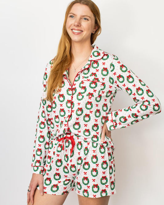 Clara Wreath Long Sleeve Button Up