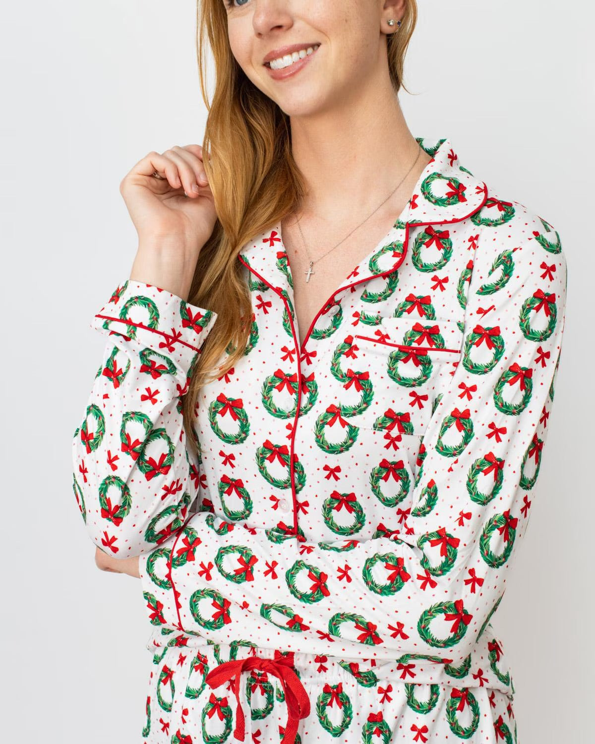 Clara Wreath Long Sleeve Button Up