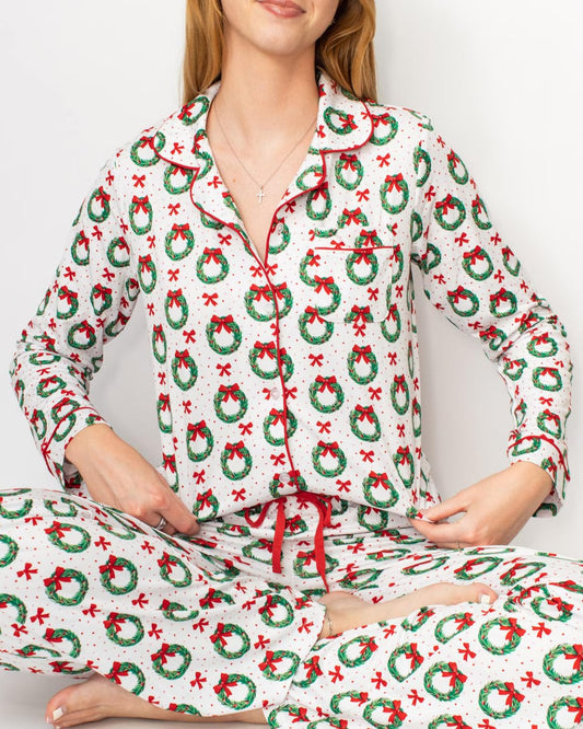 Clara Wreath Long Sleeve Button Up