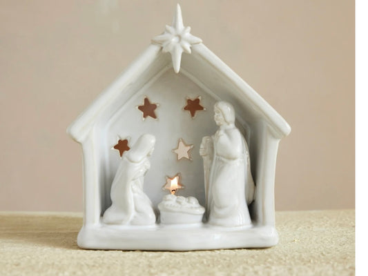 Stoneware Nativity Tealight Holder