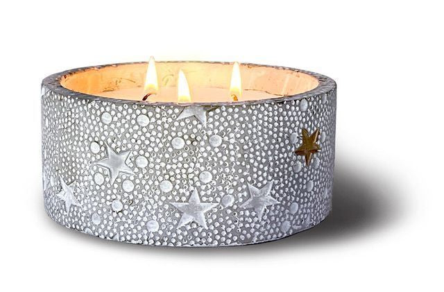 Snowflakes at Midnight Candle in Star Pot