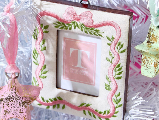 Holiday Embroidered Memory Photo Frame Ornament